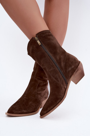 Botas aisladas de ante sintético estilo vaquero Zazoo 4311 en color chocolate 2