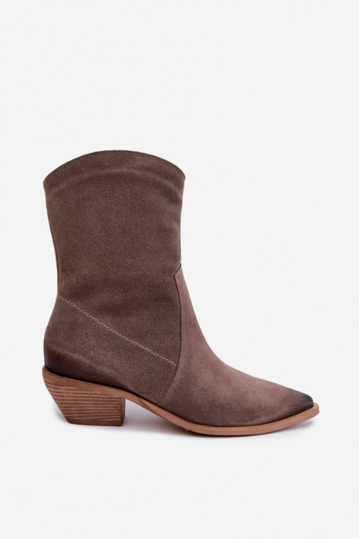 Botas aisladas de ante sintético estilo vaquero Zazoo 4311 en color arena