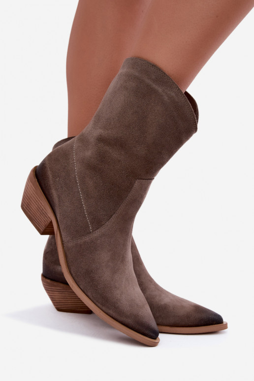 Botas aisladas de ante sintético estilo vaquero Zazoo 4311 en color arena