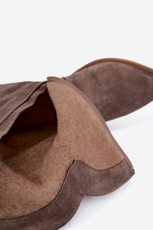 Botas aisladas de ante sintético estilo vaquero Zazoo 4311 en color arena