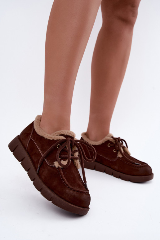 Botas bajas de ante sintético para la nieve Vinceza 67022 en color chocolate
