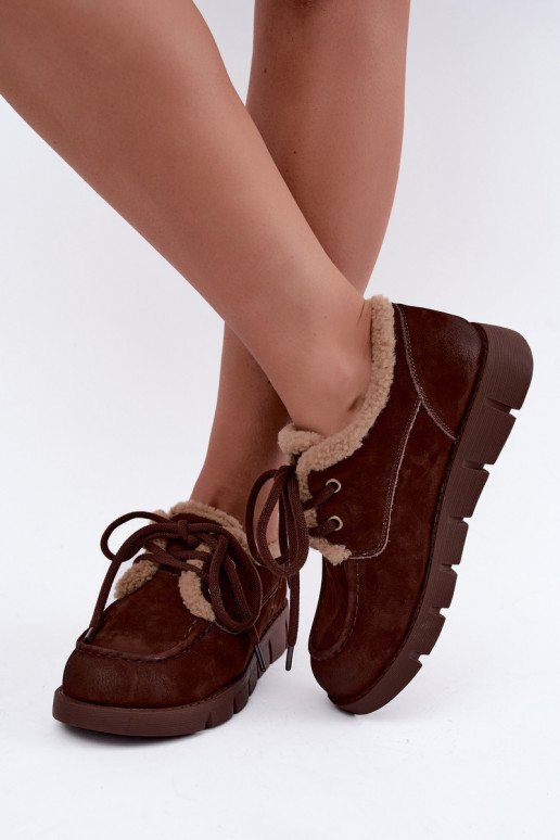 Botas bajas de ante sintético para la nieve Vinceza 67022 en color chocolate