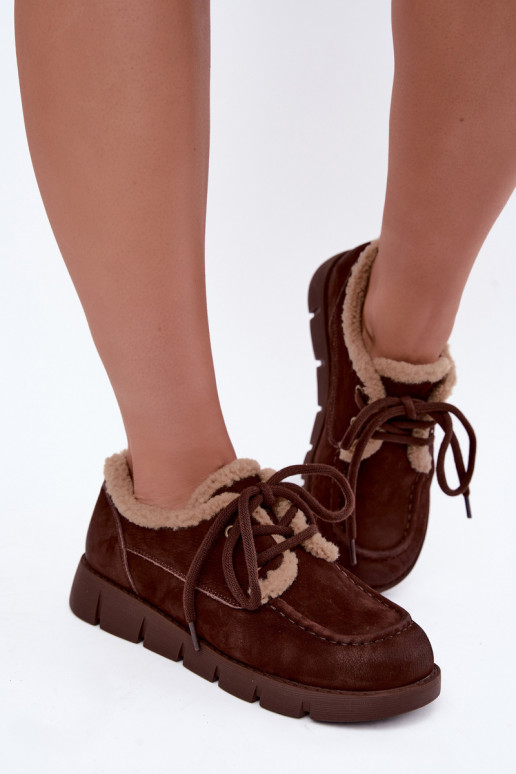 Botas bajas de ante sintético para la nieve Vinceza 67022 en color chocolate