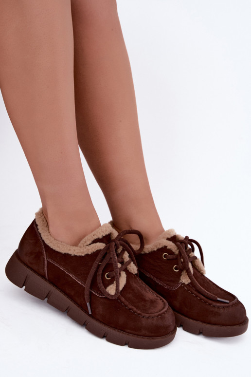Botas bajas de ante sintético para la nieve Vinceza 67022 en color chocolate
