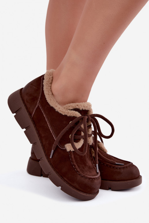 Botas bajas de ante sintético para la nieve Vinceza 67022 en color chocolate
