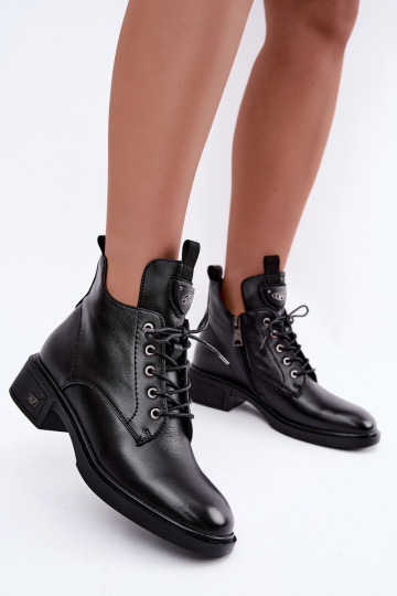 Botines de cuero con adornos Vinceza 133145 en color negro