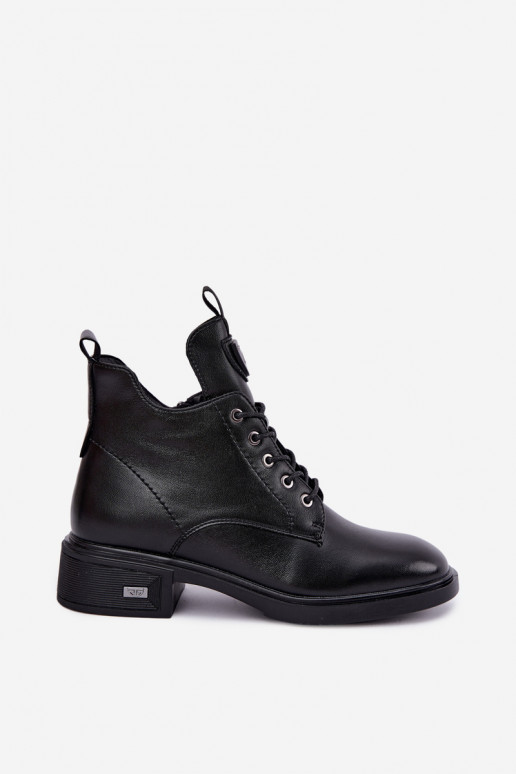 Botines de cuero con adornos Vinceza 133145 en color negro