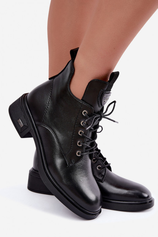 Botines de cuero con adornos Vinceza 133145 en color negro