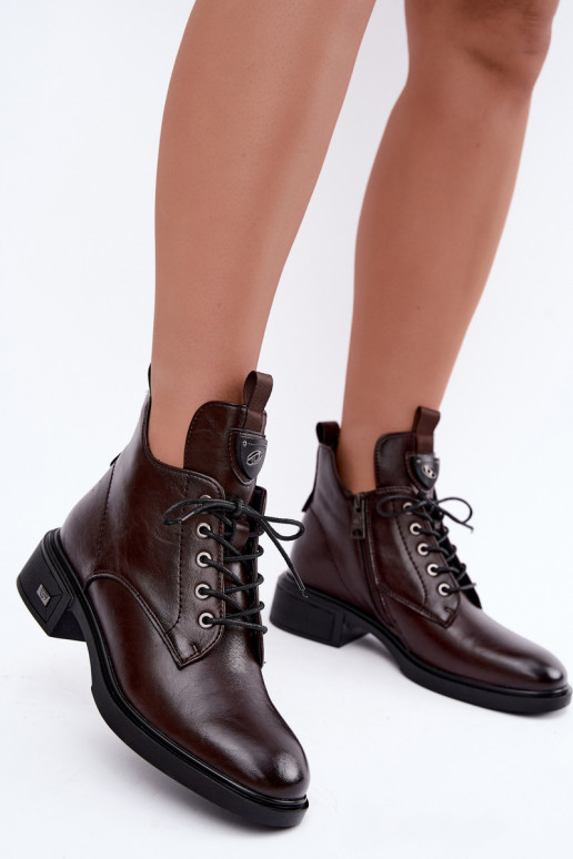 Botines de cuero con adornos Vinceza 133145 en color chocolate