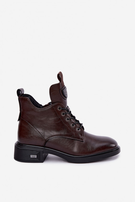 Botines de cuero con adornos Vinceza 133145 en color chocolate