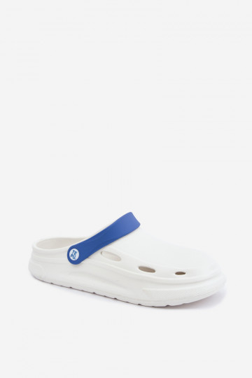 Chanclas ligeras para hombre blancas y azul oscuro con rayas Toren