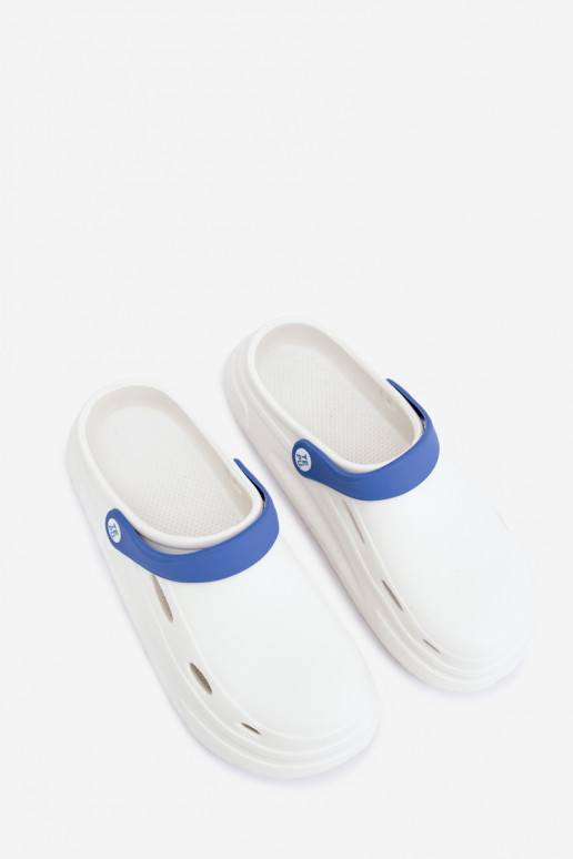 Chanclas ligeras para hombre blancas y azul oscuro con rayas Toren