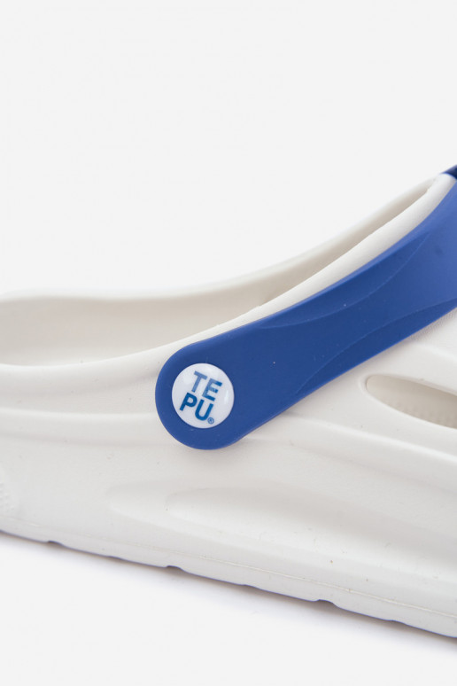 Chanclas ligeras para hombre blancas y azul oscuro con rayas Toren