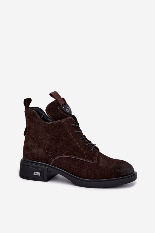 Botas aisladas de ante sintético con adornos Vinceza Czekolado