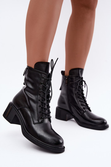 Botines aislados de cuero natural Vinceza negros 2