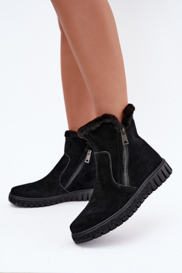 Botas de ante sintético con pelo Vinceza negras
