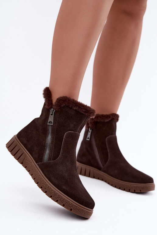 Botas de ante sintético con pelo Vinceza Czekolado