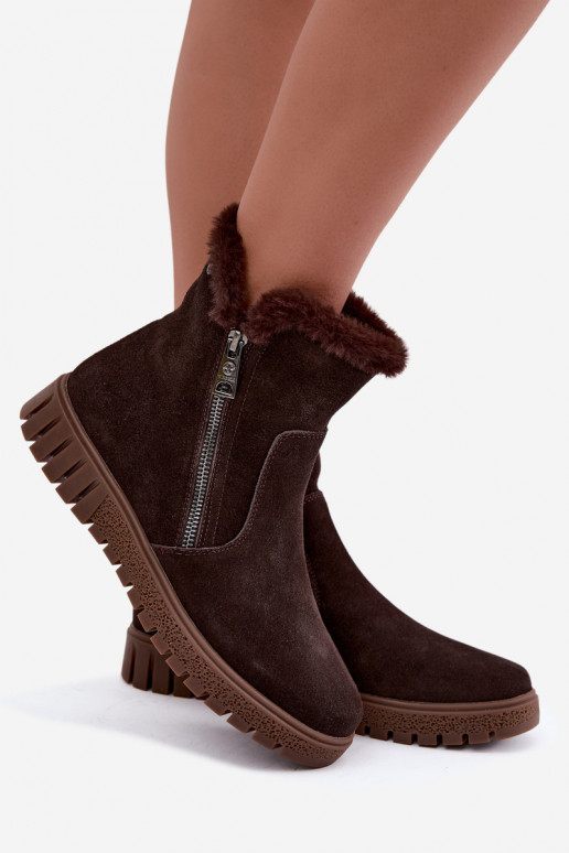 Botas de ante sintético con pelo Vinceza Czekolado