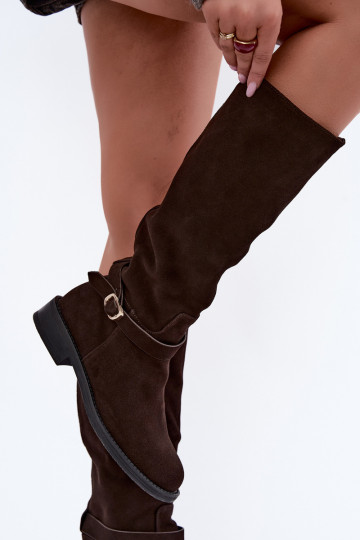 Botas altas de ante sintético con hebillas Vinceza Czekolado 2