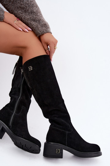 Botas altas aisladas de ante sintético Vinceza negras