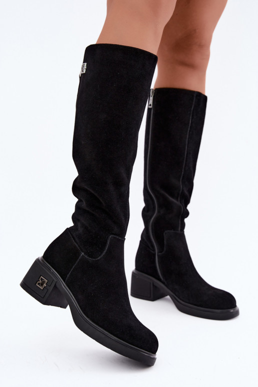 Botas altas aisladas de ante sintético Vinceza negras
