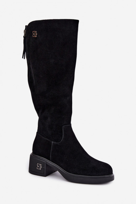 Botas altas aisladas de ante sintético Vinceza negras