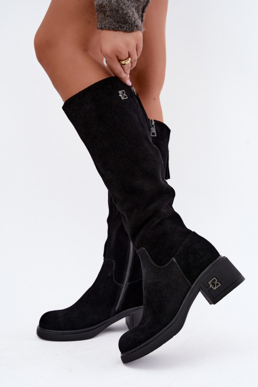 Botas altas aisladas de ante sintético Vinceza negras