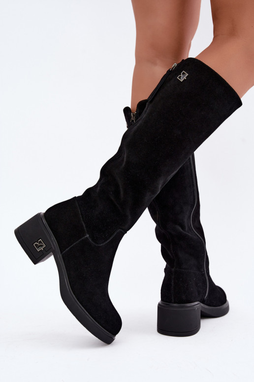 Botas altas aisladas de ante sintético Vinceza negras