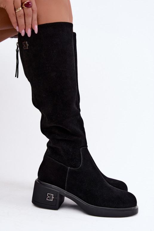 Botas altas aisladas de ante sintético Vinceza negras