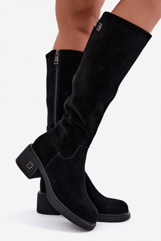 Botas altas aisladas de ante sintético Vinceza negras