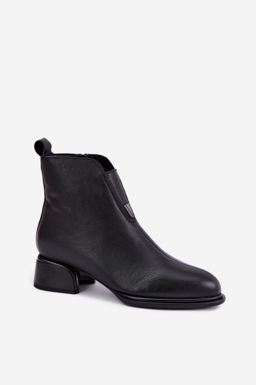 Botines aislados para mujer de cuero natural con tacones bajos Vinceza negros