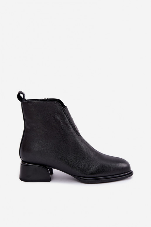 Botines aislados para mujer de cuero natural con tacones bajos Vinceza negros