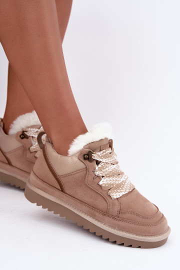 Botas de nieve de ante sintético con pelo y cordones Vinceza arena
