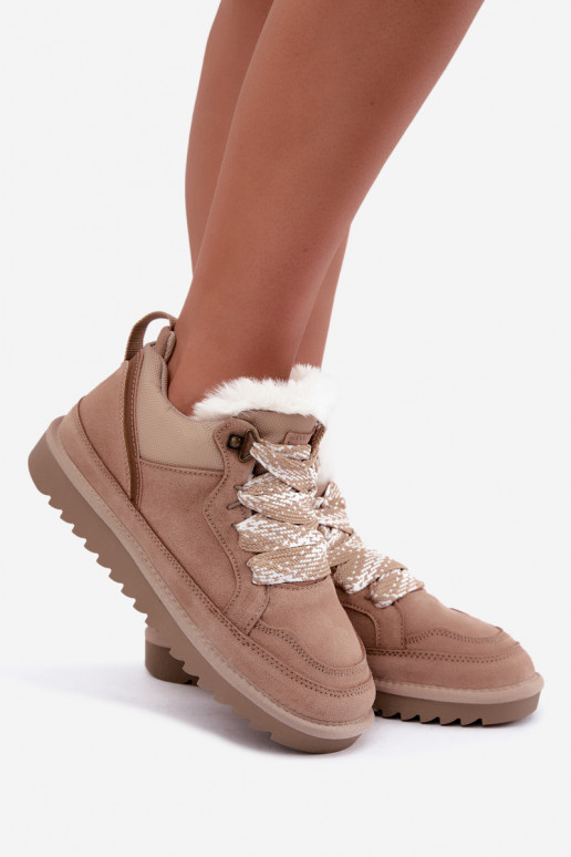Botas de nieve de ante sintético con pelo y cordones Vinceza arena