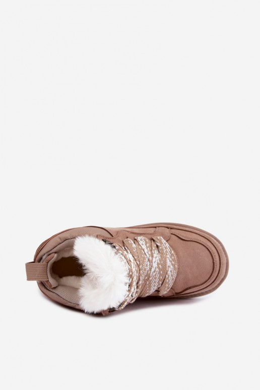 Botas de nieve de ante sintético con pelo y cordones Vinceza arena