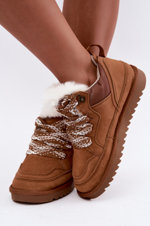 Botas de nieve de ante sintético con pelo y cordones Vinceza marrón