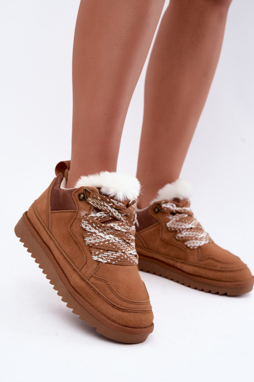 Botas de nieve de ante sintético con pelo y cordones Vinceza marrón