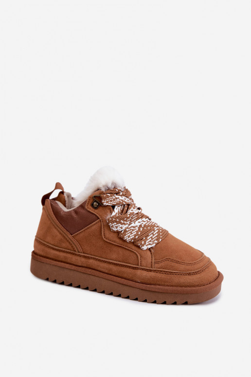 Botas de nieve de ante sintético con pelo y cordones Vinceza marrón