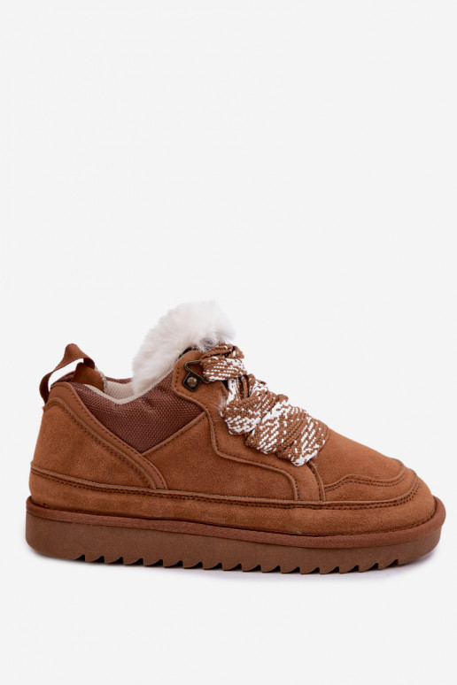 Botas de nieve de ante sintético con pelo y cordones Vinceza marrón