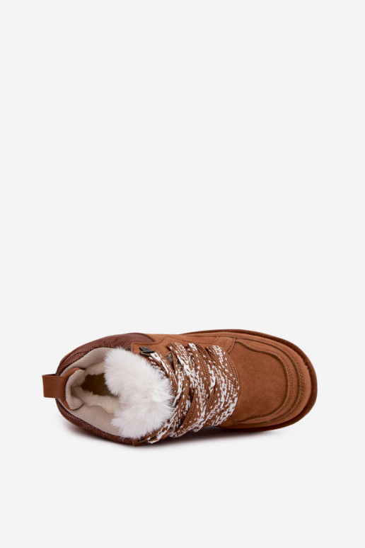 Botas de nieve de ante sintético con pelo y cordones Vinceza marrón
