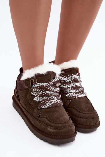 Botas de nieve de ante sintético con pelo y cordones Vinceza 97974 en color chocolate