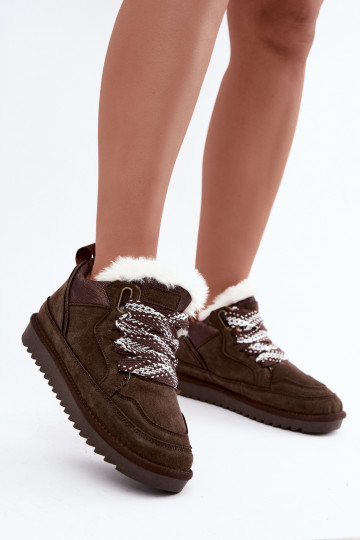Botas de nieve de ante sintético con pelo y cordones Vinceza 97974 en color chocolate 2