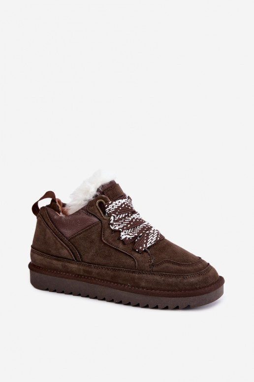 Botas de nieve de ante sintético con pelo y cordones Vinceza 97974 en color chocolate