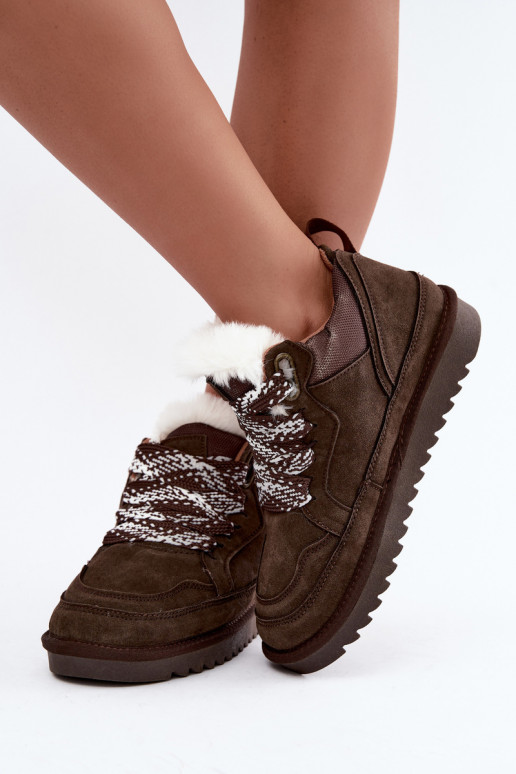 Botas de nieve de ante sintético con pelo y cordones Vinceza 97974 en color chocolate