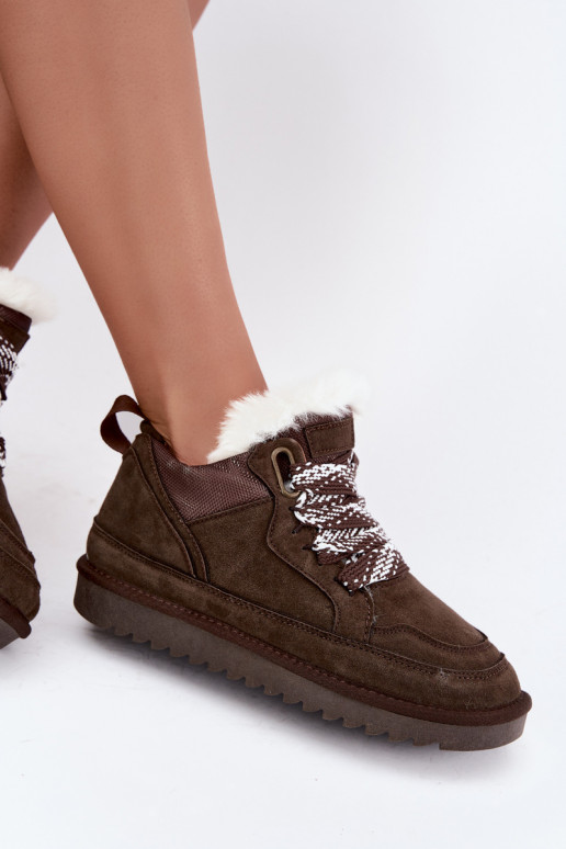Botas de nieve de ante sintético con pelo y cordones Vinceza 97974 en color chocolate