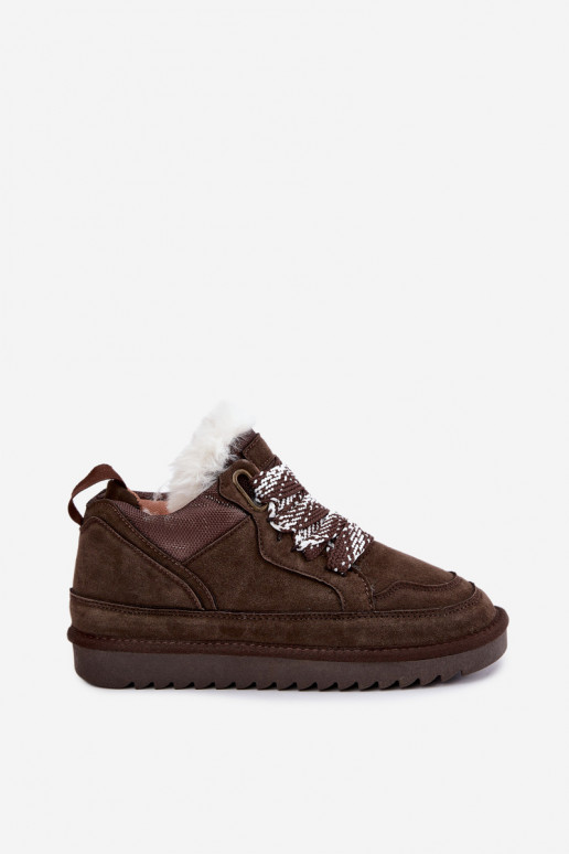 Botas de nieve de ante sintético con pelo y cordones Vinceza 97974 en color chocolate