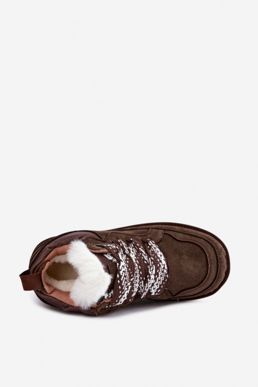 Botas de nieve de ante sintético con pelo y cordones Vinceza 97974 en color chocolate