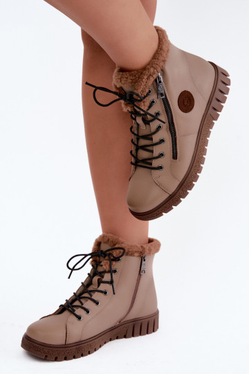 Botines de mujer aislados en piel natural Vinceza 133123 en color arena