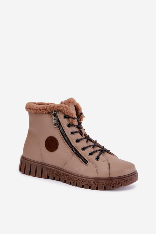Botines de mujer aislados en piel natural Vinceza 133123 en color arena