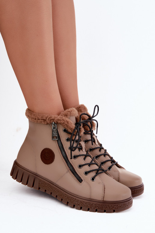 Botines de mujer aislados en piel natural Vinceza 133123 en color arena